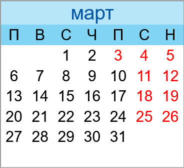Почивни дни март 2023